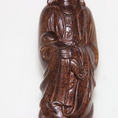 越南天然沉香木雕蓮花如意觀音擺件 匠心工藝，禪意之美